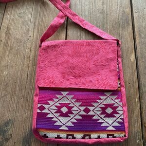 Pink Crossbody Aztec Purse